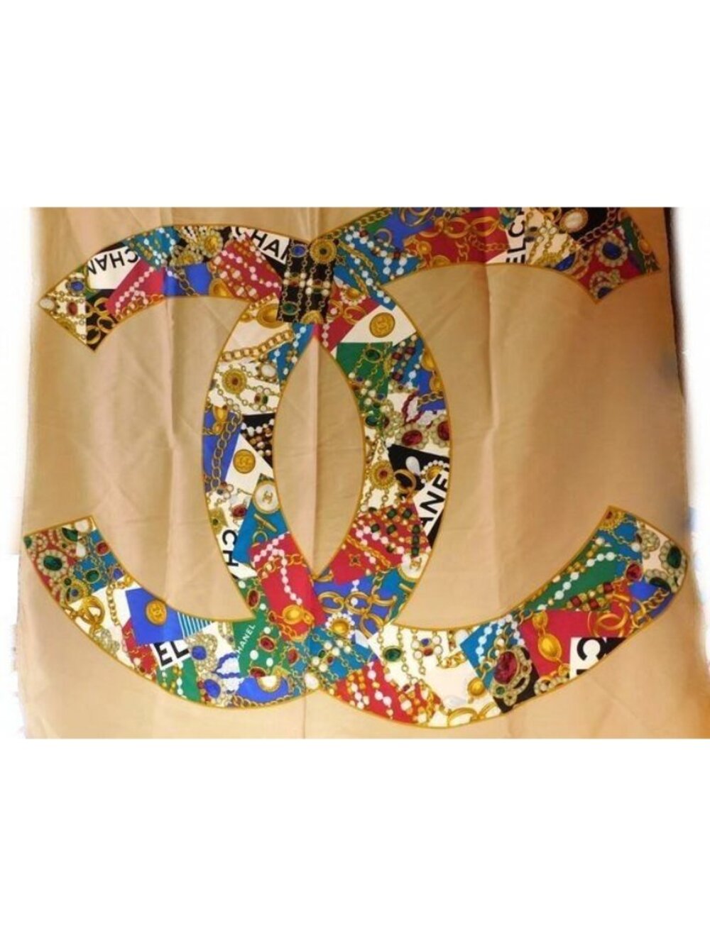 Chanel Vintage Scarf Silk Bijou CC Logo